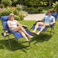 thumbnail image 4 of EDX Zero Gravity Chair XL Padded Folding Outdoor Recliner with Headrest & Cup Holder Tray, Adjustable 0–170°, Heavy Duty Steel Frame, Patio Lawn Beach Lounge Chair, Blue, 4 of 8