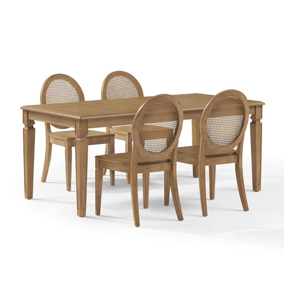 Crosley Furniture Katia 5-Piece Dining Table Set For 4 With Cane-Back Chairs In Driftwood
