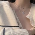 thumbnail image 3 of Sterling Silver Necklace Shining Butterfly Tassel Necklace Female Double Layer Pendant Clavicle Chain Wedding Party Jewelry, 3 of 5