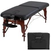 BestMassage Portable Massage Table Massage Bed Spa Bed Height Adjustable 2 Fold Massage Table 77 inch Long 30 inch Wide PU Portable Salon Bed 3 inch Thick Sponge Deluxe Backpack Reiki Table