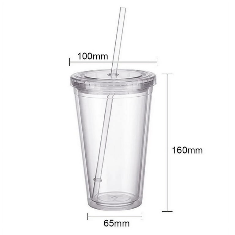 1pc Dark Blue 16oz/20oz Large Capacity Glass Cup With Straw And