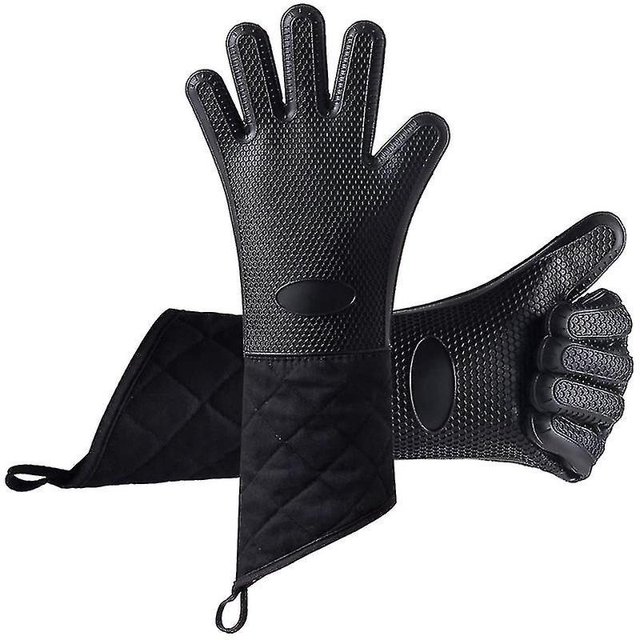 Nuevos guantes de horno de 1 par, resistentes al calor, de silicona, para barbacoa, extra largos, impermeables, antideslizantes, para asar a la parrilla y cocinar