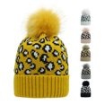 thumbnail image 2 of Womens Leopard Knitted Beanie Hat with Pom Warm Knit Skull Cap Winter Beanie, 2 of 8