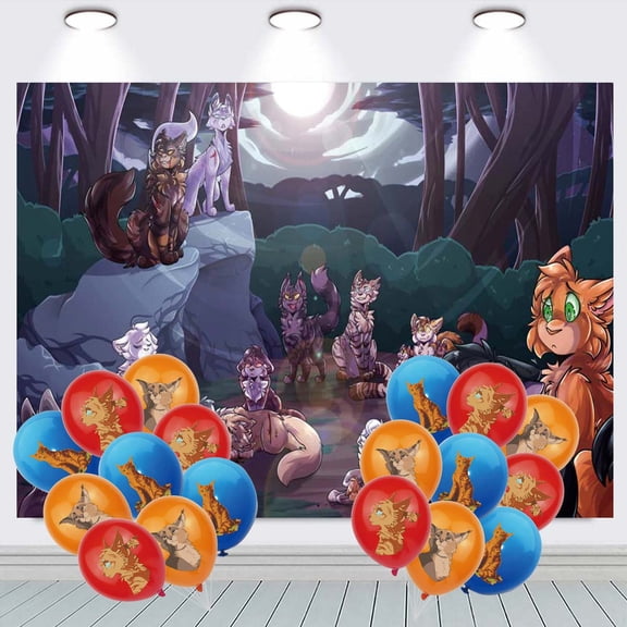 Warriors Cats Party Decorations Backdrop Banner Balloons Taspestry Wall Decor Background Poster Decor Supplies