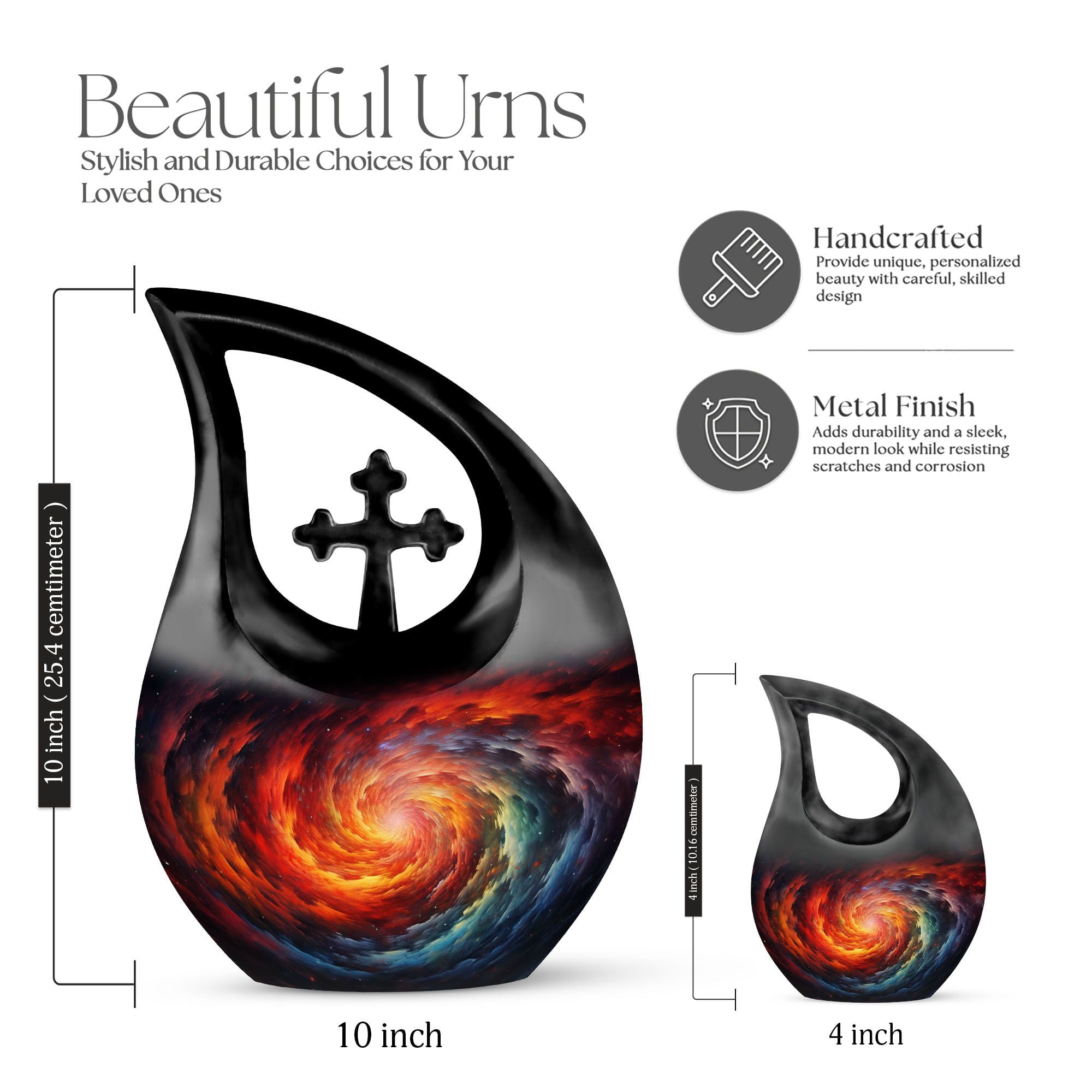 MUKTIVE Galaxy Cremation Urns for Adult Ashes - 10 Tear Drop Galaxy Urn - Large Memorial Urn for Human Ashes - Velvet Bag Included