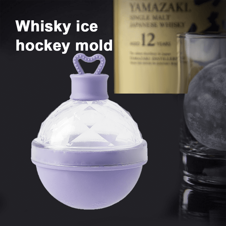 Sohindel Round Ice Ball Molds for Whiskey, Easy-Release Ice Cube Maker, Reusable Ice Spheres Mold - Purple