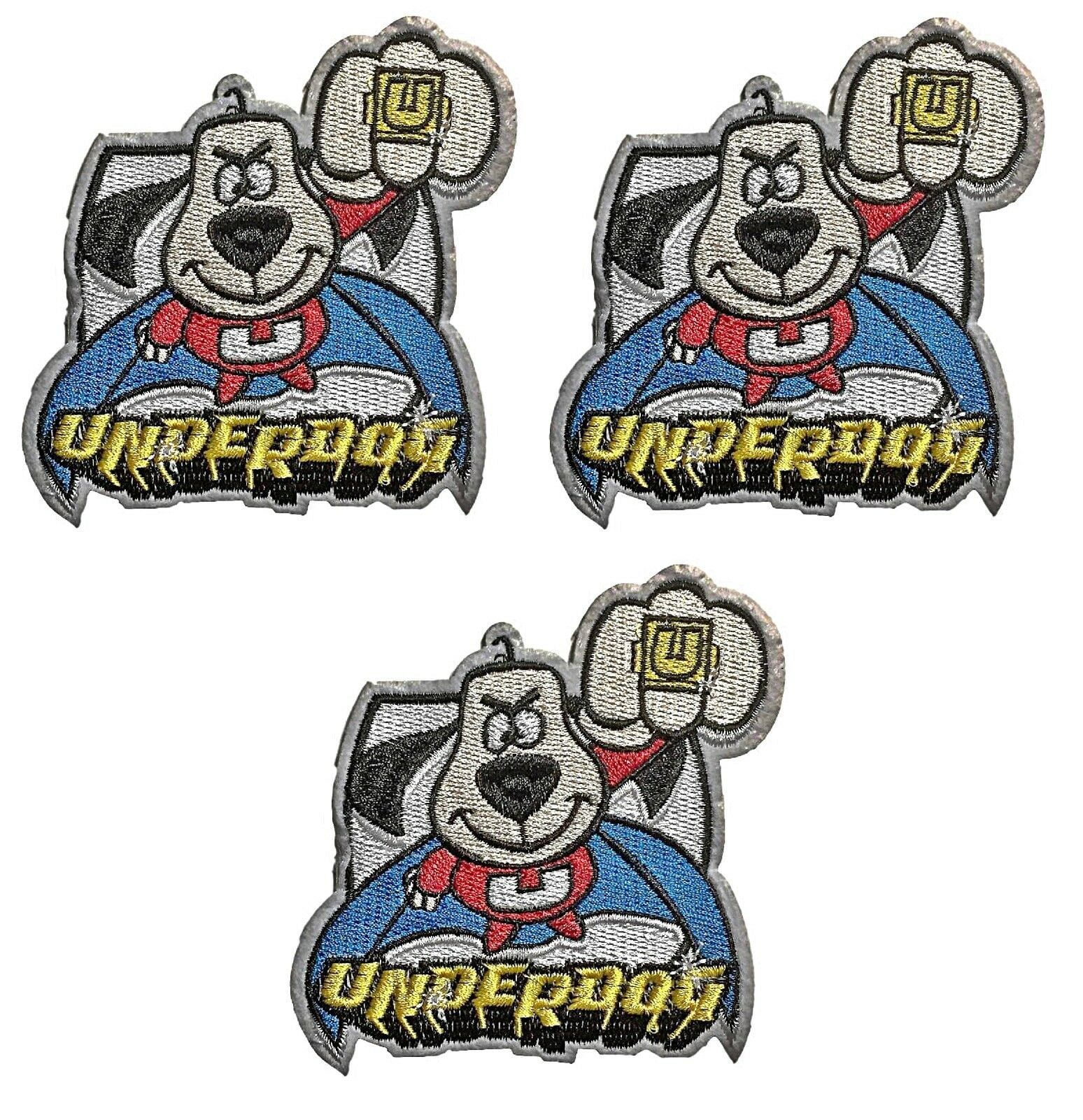 Underdog Cartoon Flying 3 1/2" Tall Embroidered Patch Set of 3 Patches