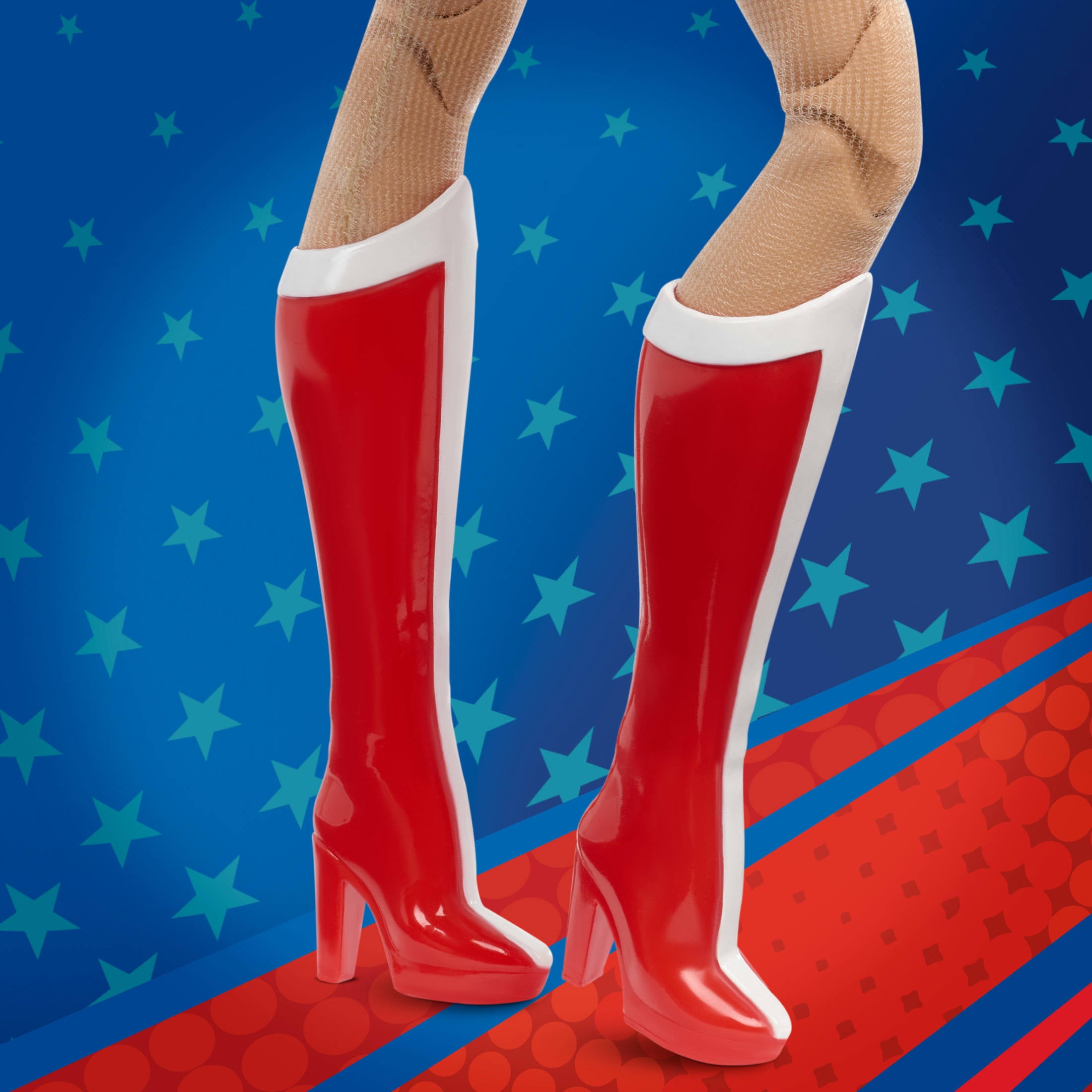 Barbie Wonder Woman Collectible Doll in Red and Blue Tank Suit with Golden Accessories and Lasso