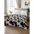 thumbnail image 2 of Black White Dots Queen Size Flat Sheet, Wrinkleproof & Fadeproof Cooling Flat Bed Sheet Only, Farmhouse Cow Spots Fur Retro Textured Breathable Soft Bedding Top Sheets 90 x 102 Inches, 2 of 8