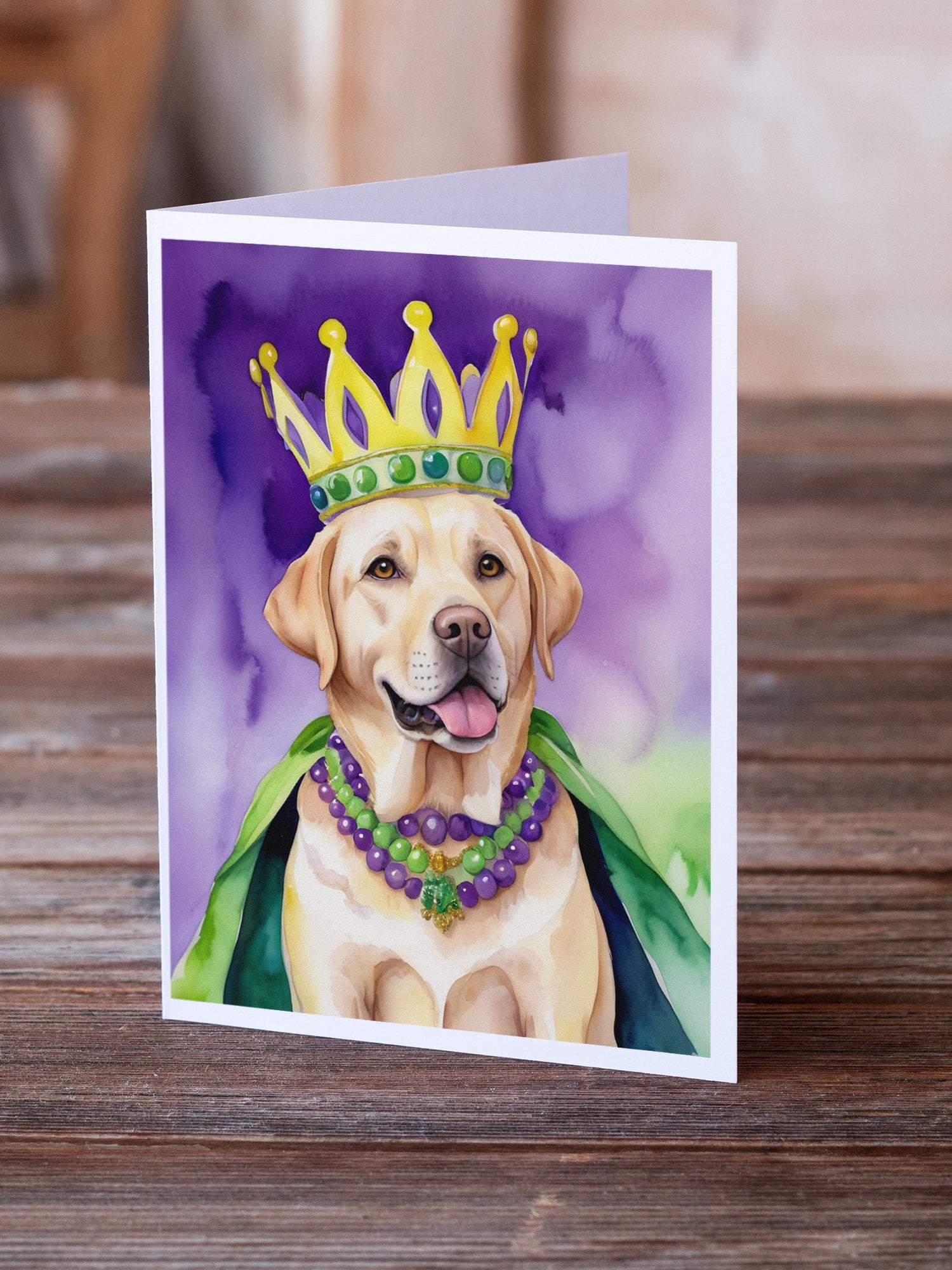Labrador Retriever King of Mardi Gras Greeting Cards Pack of 8 7 in x 5 in