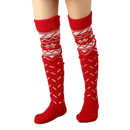 

Shuttle tree Women s Christmas Knitted Thigh High Boot Socks Extra Long Winter Stockings Over Knee Leg Warmers