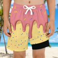 thumbnail image 3 of Kcolen Boys Swim Trunks with Compression Liner Funny Ice Cream Swim Shorts Quick Dry 2 in 1 Beach Board Shorts with Pockets, 3 of 5