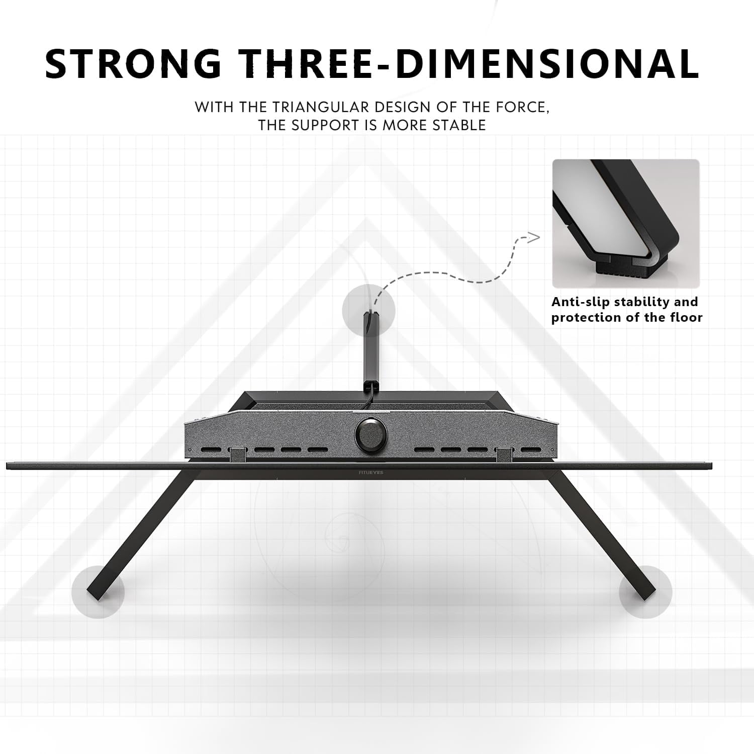 FITUEYES Picasso Series Corner TV Stand for 55–78 Inch TVs, Black & White, Cable Management