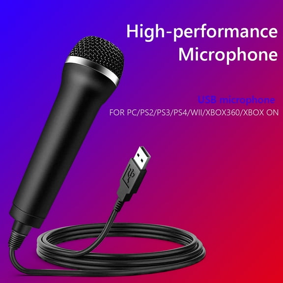 Yuhsdv Portable Universal USB Wired Microphone Karaoke Mic Black Dedicated Multi-purpose for PS 4 PS4 Switch Wii Xbox PC