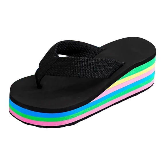 enyan Black Flip Flops for Women Women's Flat Sandals Fashion Slides With Soft Leather Slippers for Summer,Black,Size 6