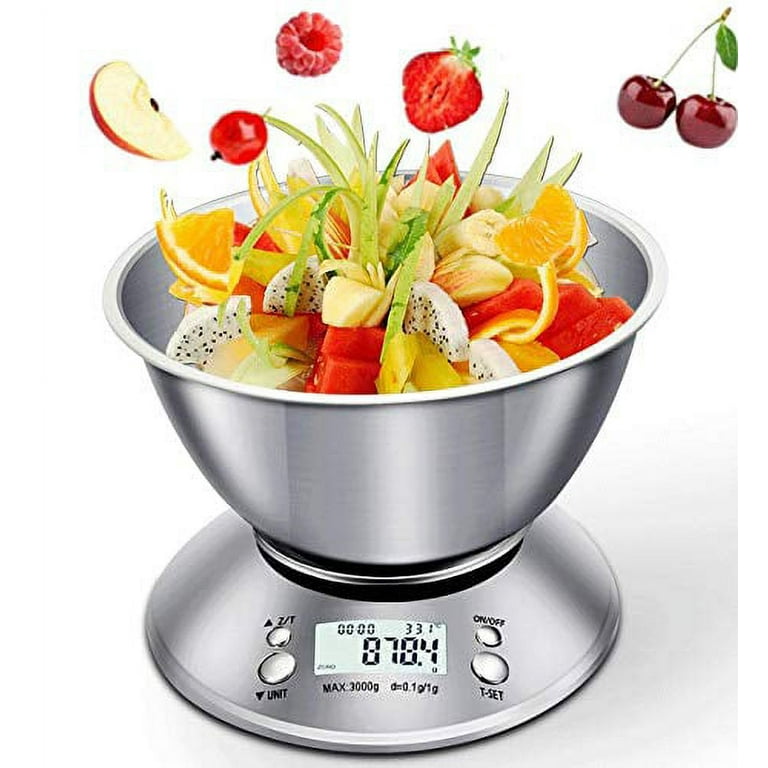 Household stainless steel kitchen scale with clock and bowl Household scale  split design accessories Food - AliExpress