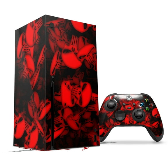 WraptorSkinz Skin Wrap compatible with the 2020 XBOX Series X Console and Controller Skulls Confetti Red (XBOX NOT INCLUDED)