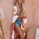 thumbnail image 5 of Puntoco Las mujeres imprimen gasa playa kimono largo cardigan blusa chal suelto tops Outwear Puntoco Puntoco-1, 5 of 9