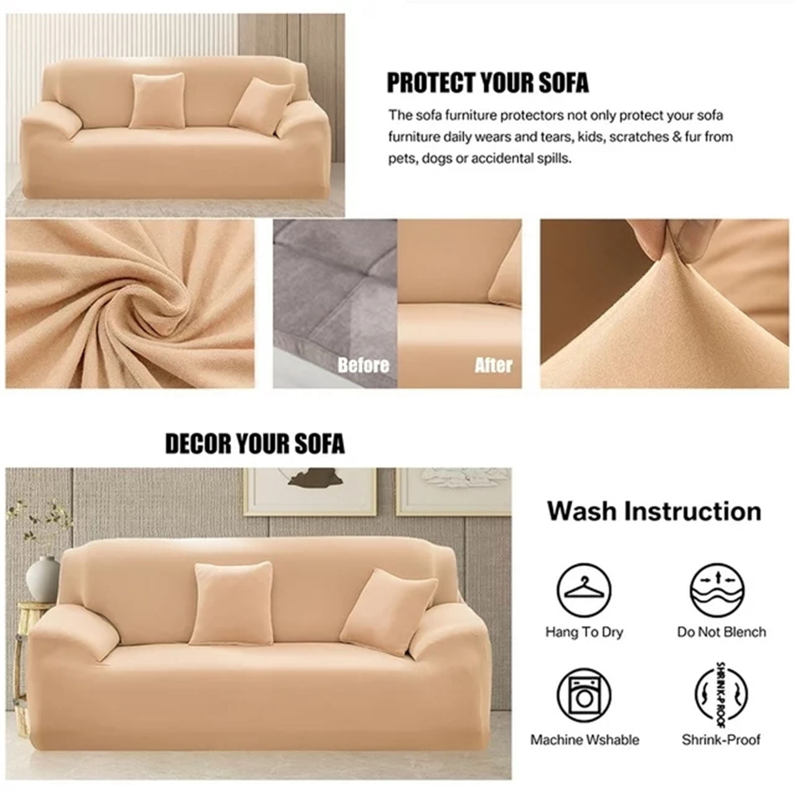 Generic Clearance Sofa Cover Slipcover Stretch Elastic 1/2/3/4 Seater Chair Loveseat Sofa Furniture Protector Fit Sofa Slipcover
