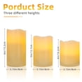 thumbnail image 2 of Battery Operated LED Flameless Candles with Remote and Timer, Real Wax Candles Warm Color Flickering Light for Festival Wedding Home Party Decor(Pack of 3), 2 of 6