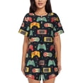 thumbnail image 1 of Fotbe Retro Video Game Conjunto de Pijama Estampado para Mujer, 2 Piezas, Ropa de Dormir con Camiseta de Manga Corta y Shorts Suaves-Large, 1 of 6