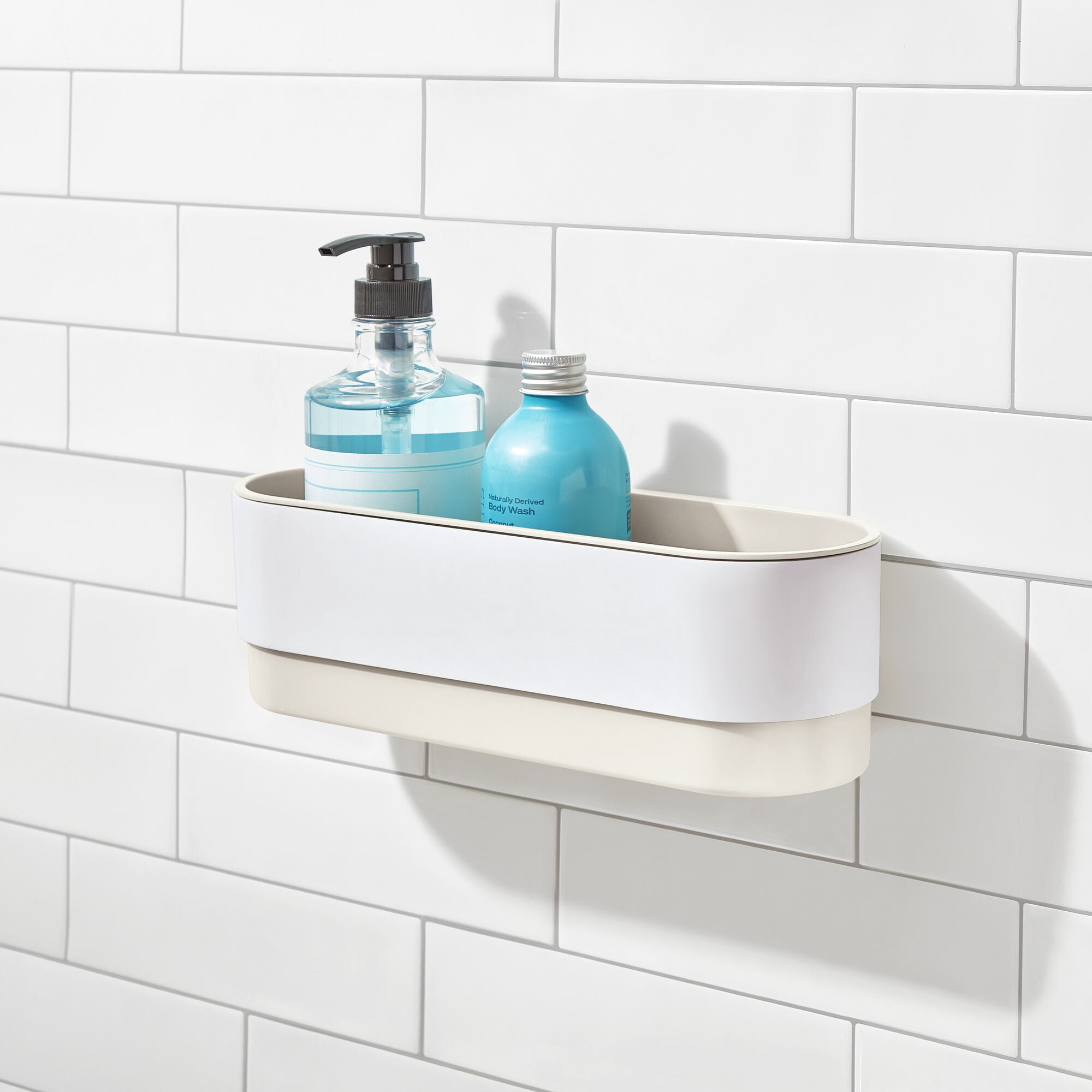 iDesign Adhesive Shower Basket - Orleans Collection - Coconut/White
