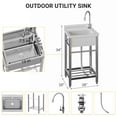 thumbnail image 2 of Freestanding Stainless Steel Utility Sink 24x20x41", Single Bowl, Hot & Cold Faucet, Adjustable Legs, Rapid Drainage, Built-in Knife Storage, 2 of 8