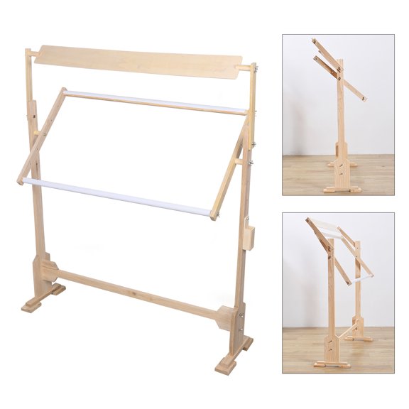 Wildnix Adjustable Needlework Table Embroidery Rack with Solid Wood Frame, Storage Toolbox, Ideal for Living Room, Dining, and Study