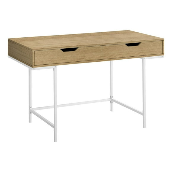 Monarch Specialties Computer Desk, Home Office, Laptop, Storage Drawers, 48"l, Work, Metal, Laminate, Natural, White, Contemporary, Modern