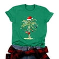 thumbnail image 5 of TTUHYWXI Christmas Palm Tree Shirts for Women Funny Hawaiian Beach Tropical Xmas Top Short Sleeve Casual Graphic Print T Shirt (Green, L), 5 of 8