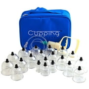 Cupping Warehouse 20 Cup Chinese Polycarbonate Professional Cupping Therapy Set with Pump Gun and Extension Tube and Silicone Top