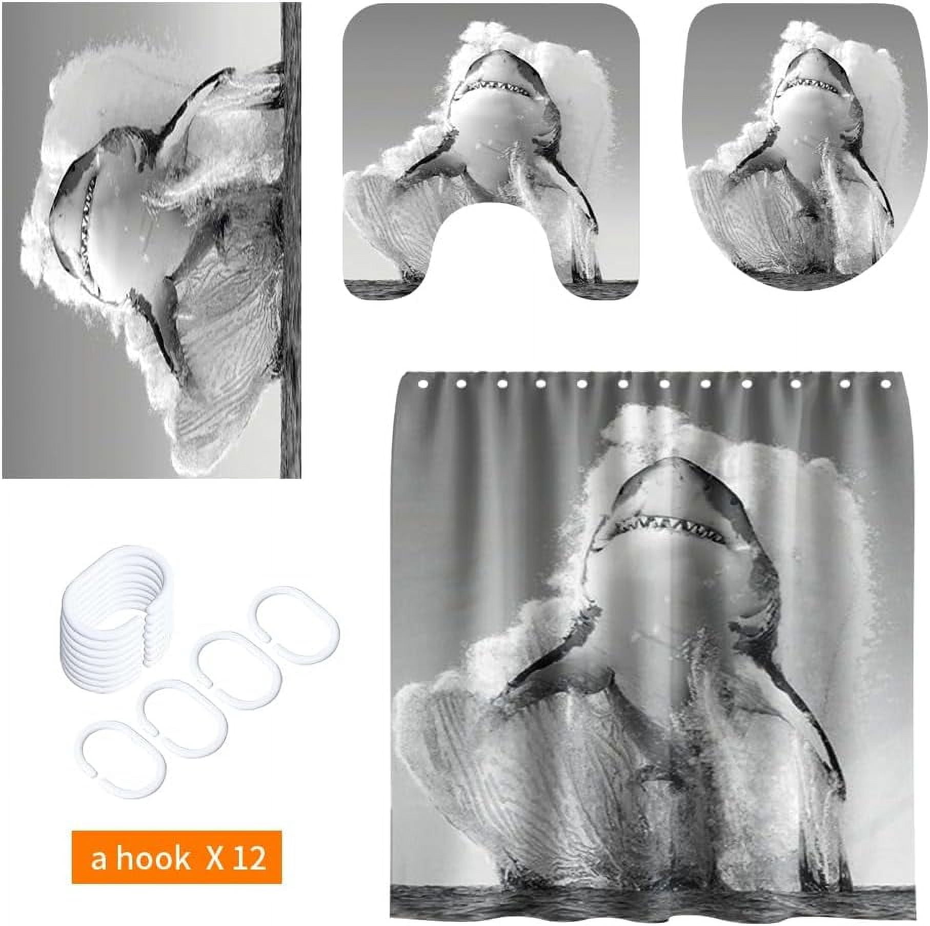 4PCS Vintage Bigfoot Sasquatch Shower Curtain Sets,Funny Animal Bathroom Sets with Non-Slip Rugs,Toilet Lid Cover,Bath Mat,Shower Curtain with 12 Hooks Farmhouse Bathroom Sets Decor