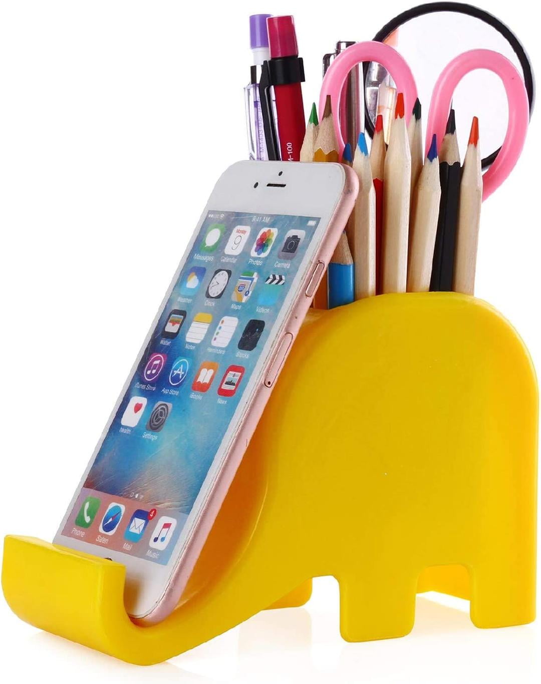 Pen Pencil Holder with Phone Stand, Elephant Shaped Pen Container Cell