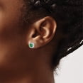 thumbnail image 4 of Sterling Silver Rhodium-Plated Green And Clear Cz Post Earrings (8.17 X 8.17) Made In Thailand qe14470may, 4 of 6