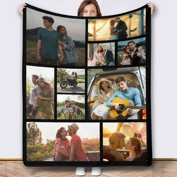 AISENIN Personalized Picture Blankets for Christmas Couples Gifts, Custom Photo Blanket for Mom Dad Daughter Son Kids Gifts Customized Throw Blanket with Photos Collage