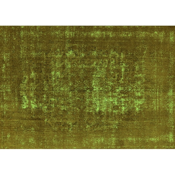 Ahgly Company Machine Washable Indoor Rectangle Oriental Green Industrial Area Rugs, 7' x 9'