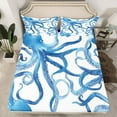 thumbnail image 2 of Feelyou Child Blue Octopus Full Size Sheets, Watercolor Animal Bed Sheets, Kawaii Sealife Theme Sheet Sets, Ultra Soft Bedroom Decor, 4pcs, 2 of 7