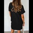 thumbnail image 4 of Vestido Mini Informal de Verano para Mujer, con Cuello Redondo, Corta y Canalé Negro XL, 4 of 7