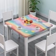 thumbnail image 3 of Dreamy Pastel Wave Pattern Square Fitted Tablecloth with Elastic Edge,Square Table Cover,Washable Elastic Table Cover for Home Kitchen Party Decor 36"x36", 3 of 6