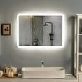 thumbnail image 3 of Costway Wall Mounted Rectangle Bathroom LED Mirror Dimmable Touch 3-Color Frameless, 3 of 11