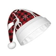 thumbnail image 2 of KLL Christmas Hats for Adults Plush Christmas Buffalo Plaid Print Santa Hat Xmas Fluffy Santa Claus Hat for Women Men, 2 of 6