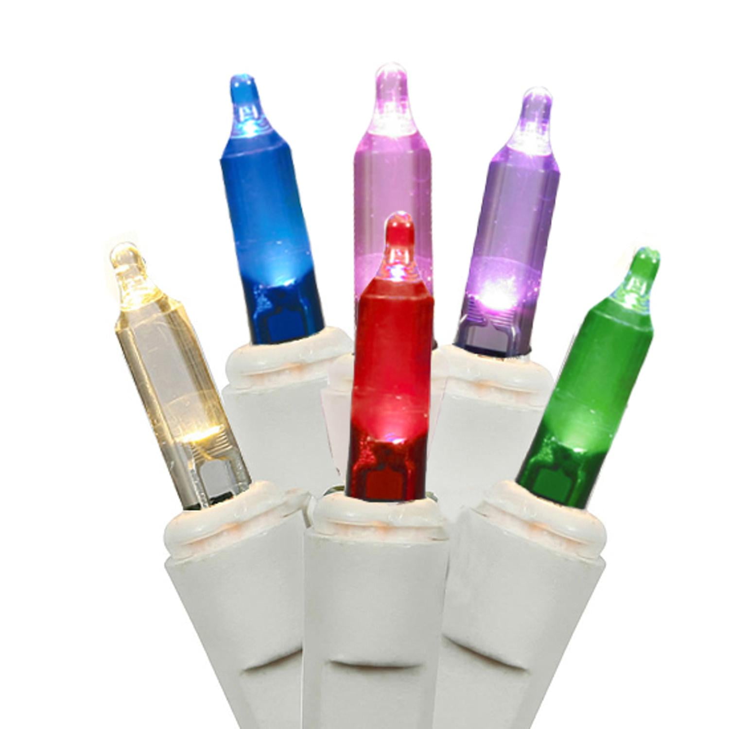 Set of 100 MultiColor LED Mini Christmas Lights White Wire Walmart