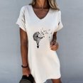 thumbnail image 2 of Robe T-Shirt pour Femmes Décontractée d'Été à Col en V à Manches Courtes à Imprimé Graphique Robe d'Été Coupe Ample Plage Vacances Robe Courte, 2 of 5