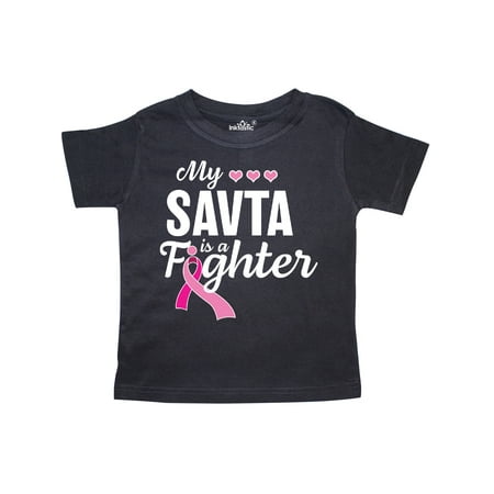 

Inktastic Breast Cancer Awareness My Savta is a Fighter Gift Toddler Boy or Toddler Girl T-Shirt