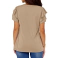 thumbnail image 5 of UVN Summer Blouse for Women Ruffle Short Sleeve Shirts V Neck Button Down Elegant Ladies Tops, 5 of 9
