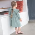 thumbnail image 4 of LOVEBAY Toddler Girl Long Sleeve Dress Ruffle Trim Swing Dress Round Neck Solid Color Dress, 4 of 9