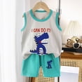 thumbnail image 2 of HCNTES Toddler Baby Kids Boys Outfits Short Sleeves T-Shirt Tops + Shorts Cute Outfits Set For Kid Summer Outfits 2t 3t 4t 5t 6t 7t 8t 9t Kid Daily School Activities(G-Light Green,18-24 Months), 2 of 4