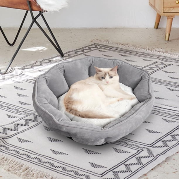 Cama Acogedora para gato Yinane con Forma de Concha Cálido para perros perrera interior suave con capucha