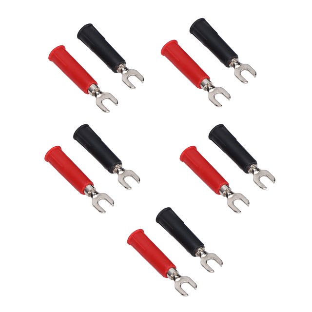 Terminales de engarzado eléctricos tipo U conectores de cable de pala de horquilla 30 V-60 V máximo 36 A 10 piezas/juego de 4 mm/016 pulgadas para multímetro de conector