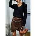 thumbnail image 3 of Lace Trim Ruffle Shoulder Sweater, Black, Small, 3 of 5